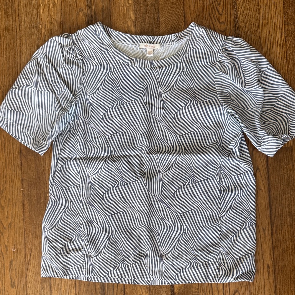 Ella Moss Navy and White Striped Blouse